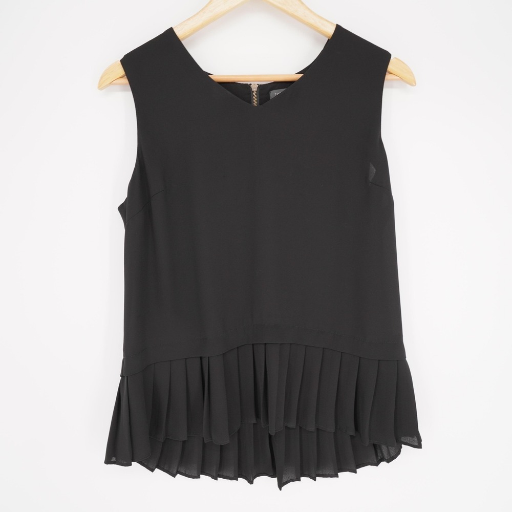 Limited Peplum Pleated Top Womens S Black Chiffon Lined Rear Zip Office Goth - Picture 8 of 11